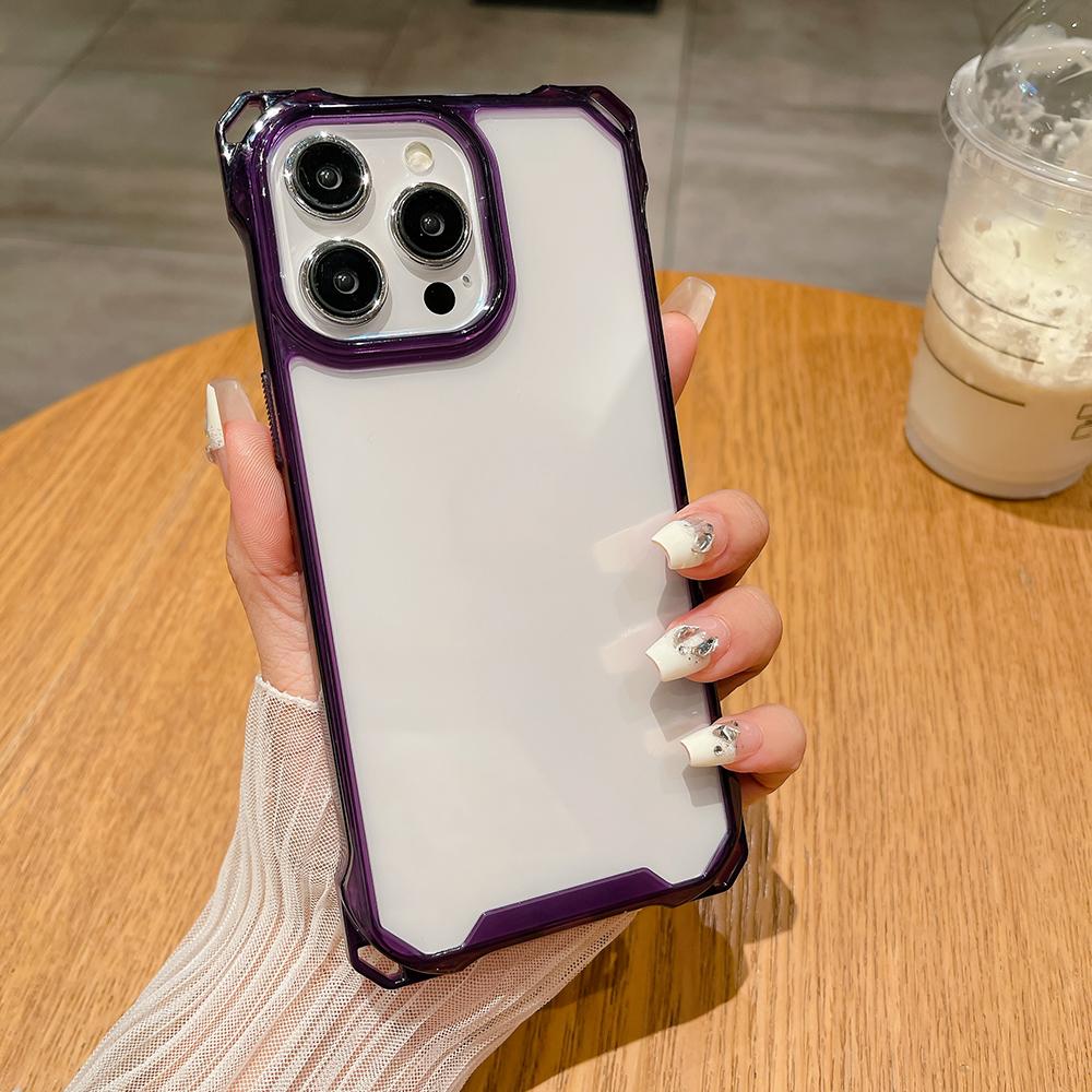 

Luxury Phone Case for iPhone 12 13 14 15 16 iPhone 13 14 15 16 Pro/ Pro Max Four Corners Drop-proof Phone Shell with Lanyard Capability iPhone 16 Pro Max фиолетовый