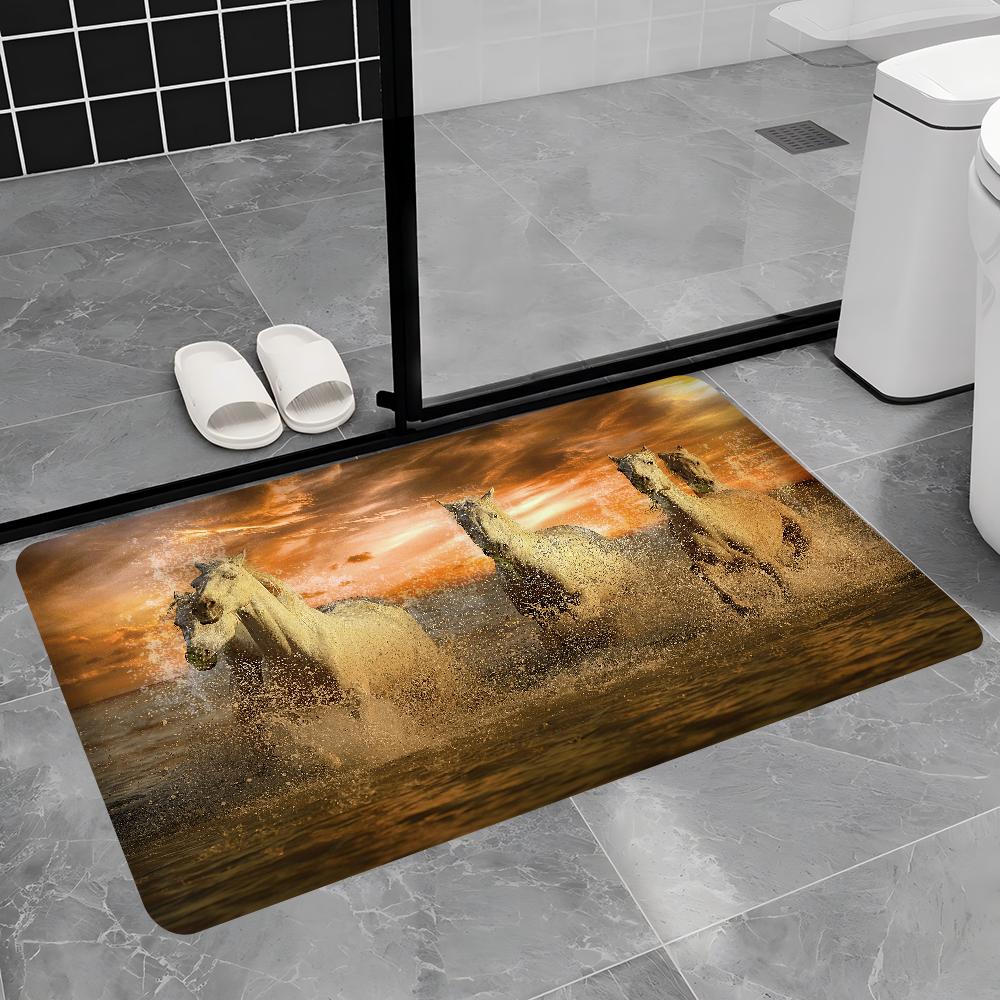 Horse Kitchen Mat Nordic Style Bedroom Living Room Doormat Home Balcony Anti-Slip Welcome Rug