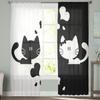 Cute Couple Of Kittens Romantic Tulle Curtains For Living Room Kitchen Window Drapes Home Decor Sheer Curtain For Kids Bedroom