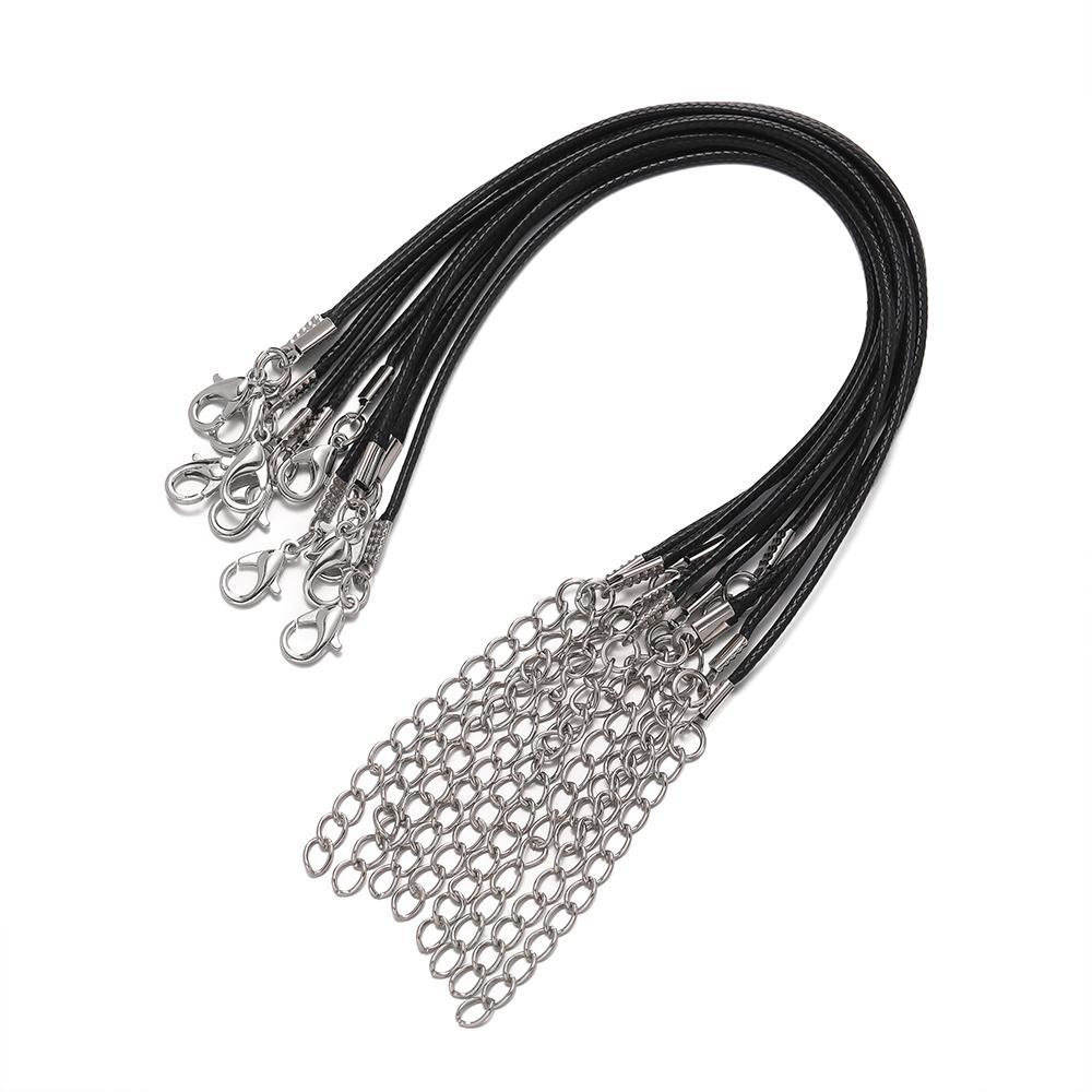10pcs/Lots 1.5/2mm PU Leather Bracelet Cord  Kit Wax-Coated Braided Strings With Charms for Bracelet Jewelry Making Supplies