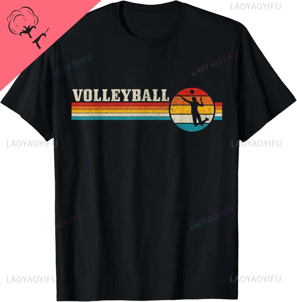 Volleyball Vintage Retro Sport Volleyballspieler T-Shirt Baumwolle Druck Original Design Geschenke T-Shirts Anpassbar Ropa Hombre