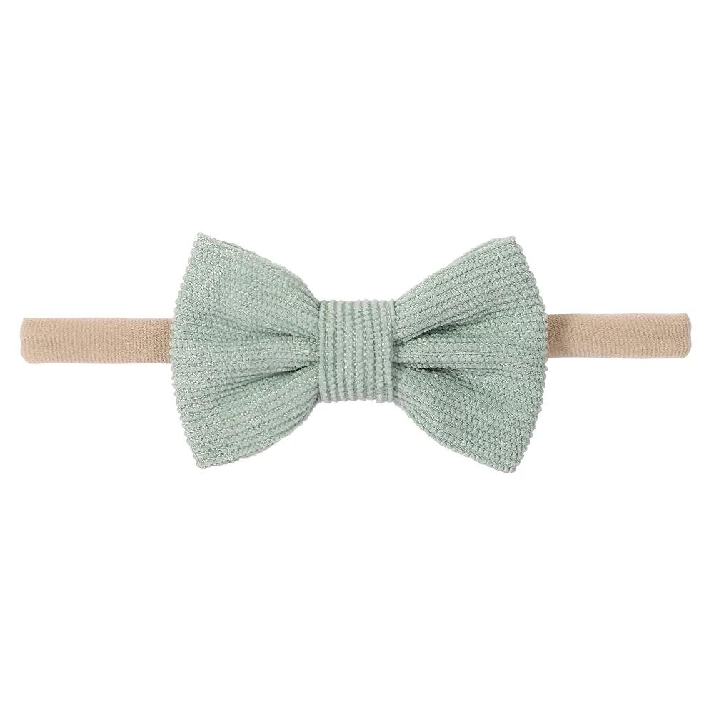 Solid Color Kids Bows Headband for Baby Girl Cute Handmade Knitted Bowknot Children Hair Ties Headwear Hair Accessory