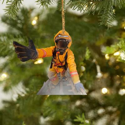 Christmas Tree Firefighter Ornament with Lanyard Widely Used Car Rearview Mirror Firefighter Pendant Hanging Decoration