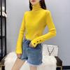 Women's High Neck Knit Top: Versatile Slim Fit Turtleneck Sweater, Autumn/Winter 2023 Collection, Patchwork Design.