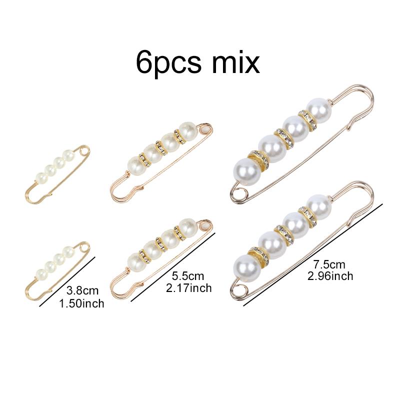 

6/12pcs Artificial Pearl Waist Pin Clips Adjustable Buckle for Trousers Pants Skirts Waistline Adjusting Shirts Sweater TMZ