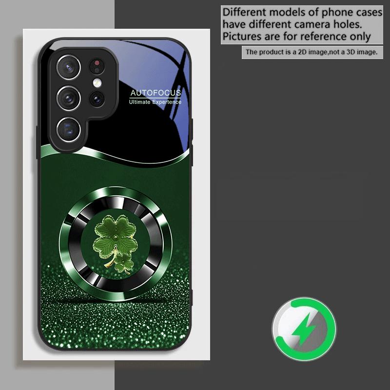 

Фиолетовый четырехлистник Для Samsung Galaxy S20 FE S21 22 23 Plus S24 Ultra S25 Edge S24Ultra Для Magsafe Стеклянный чехол для телефона Galaxy S24 Ultra