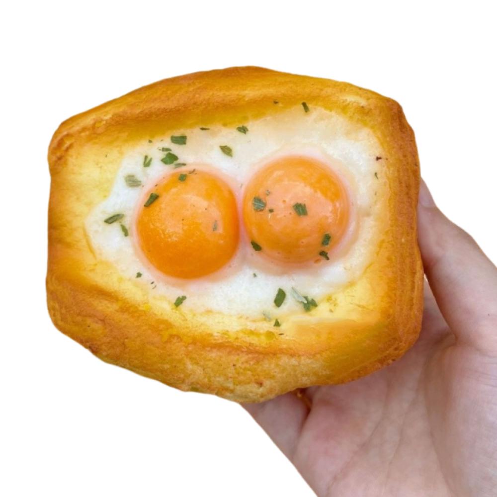 Kreatives Spiegelei-Toast Squishy Angstlinderung Superweiches Brot Quetschen Bequem Realistische Simulation Essen Kneifen