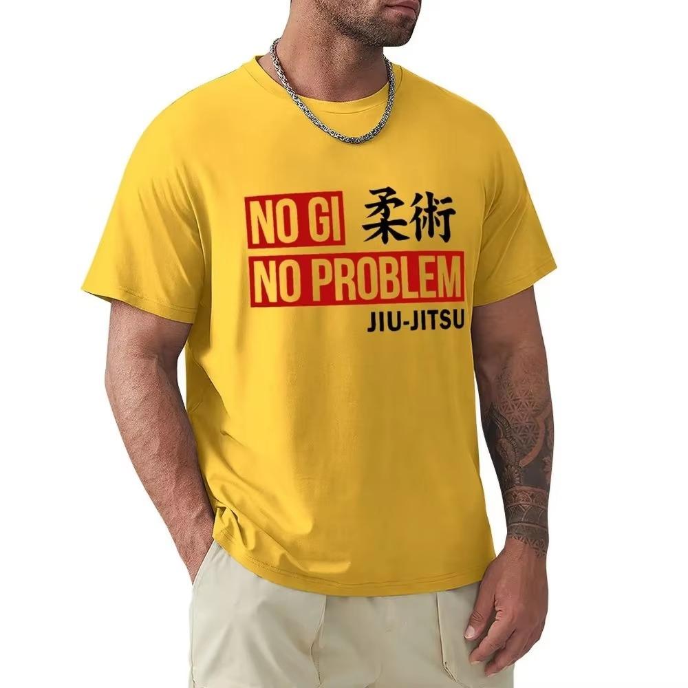 Vintage Jiu Jitsu No Gi No Problem T-Shirt for Men Pure Cotton T Shirt Martial Arts Brazilian Tee Shirt Birthday Present Tops