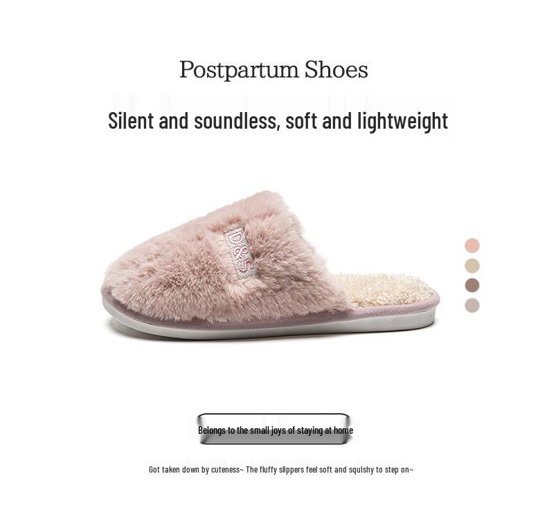 2026 Women's & Men's Non-Slip Warm Plush Closed-Toe Cotton Slippers for Autumn/Winter Indoor Use