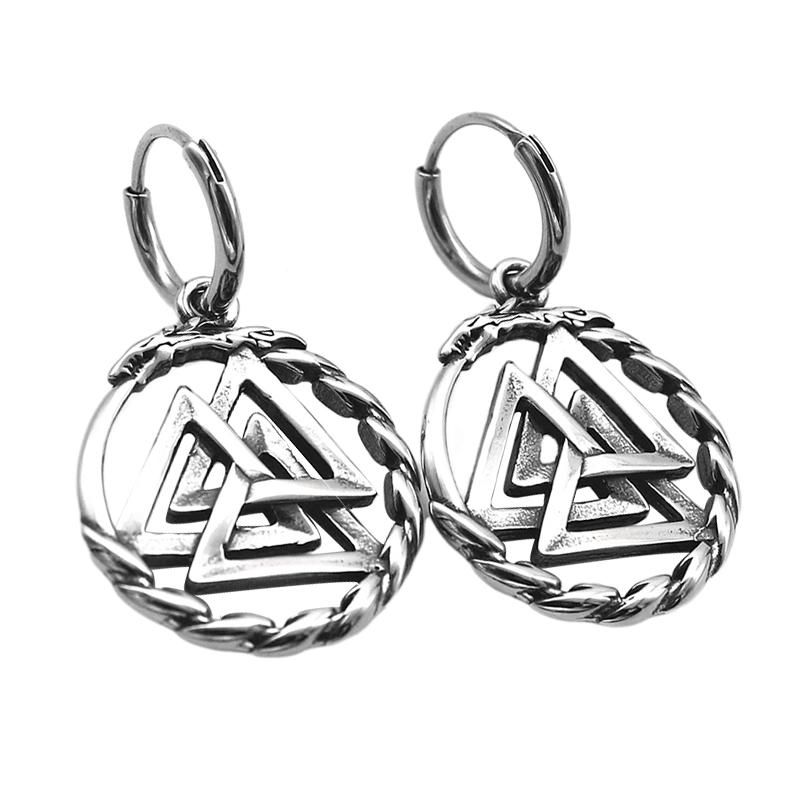 

Fashion Nordic Viking Valknut Drop Earring for Women Stainless Steel Punk Rock Rapper Earring Creative Scandinavian Jewelry Gift