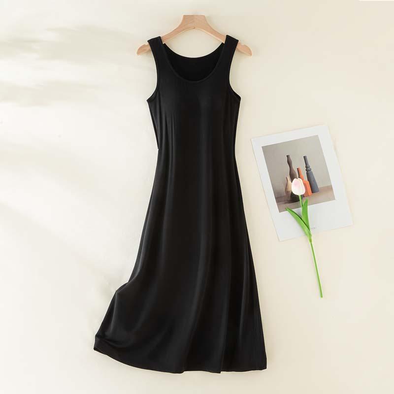 Plus Size Women s Ice Silk Summer Camisole Dress with Chest Pads L