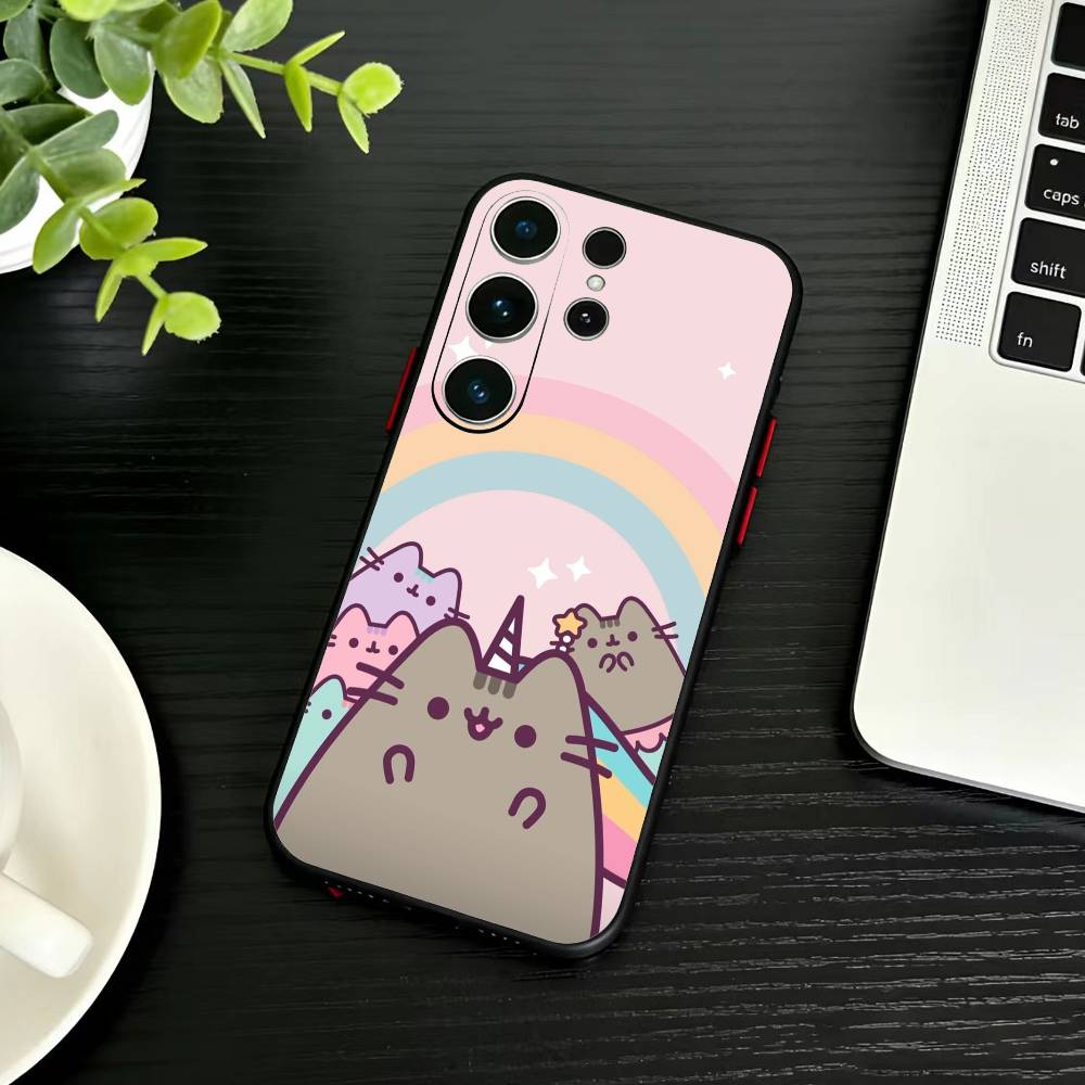 Cute cat O-Pusheenes-es Phone Case For Samsung S26,S25,S24,S23,S22,S30,S21,Ultra,Plus,FE 5G Black Soft Cover Samsung S225G