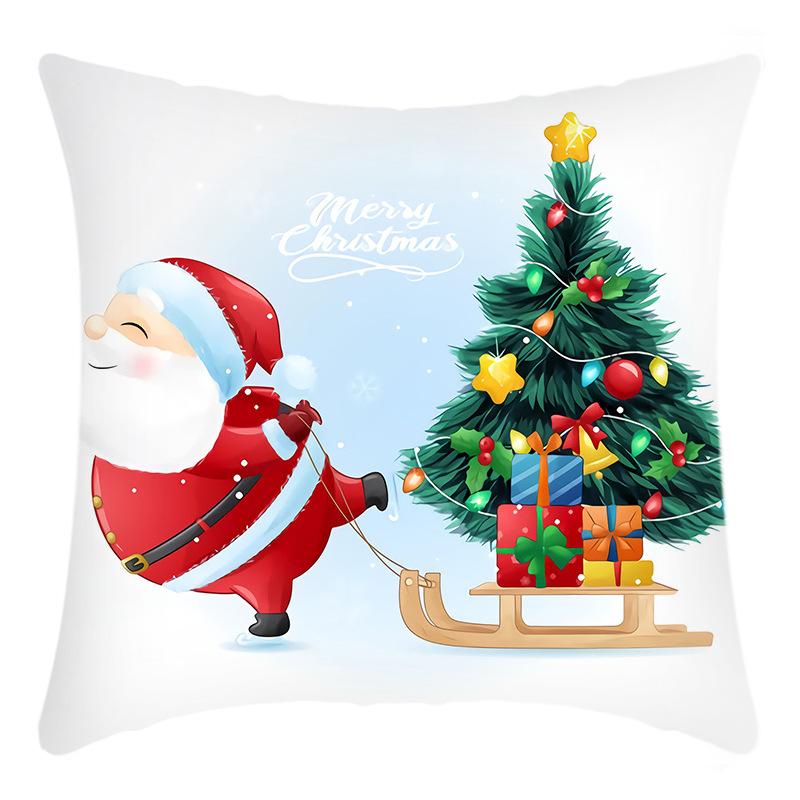 

New Christmas Pillow Cover Santa Print Elk Home Ornament Festive Linen Pillow Cover Premium Durable Quality Useful 45 * 45Cm pillowcase