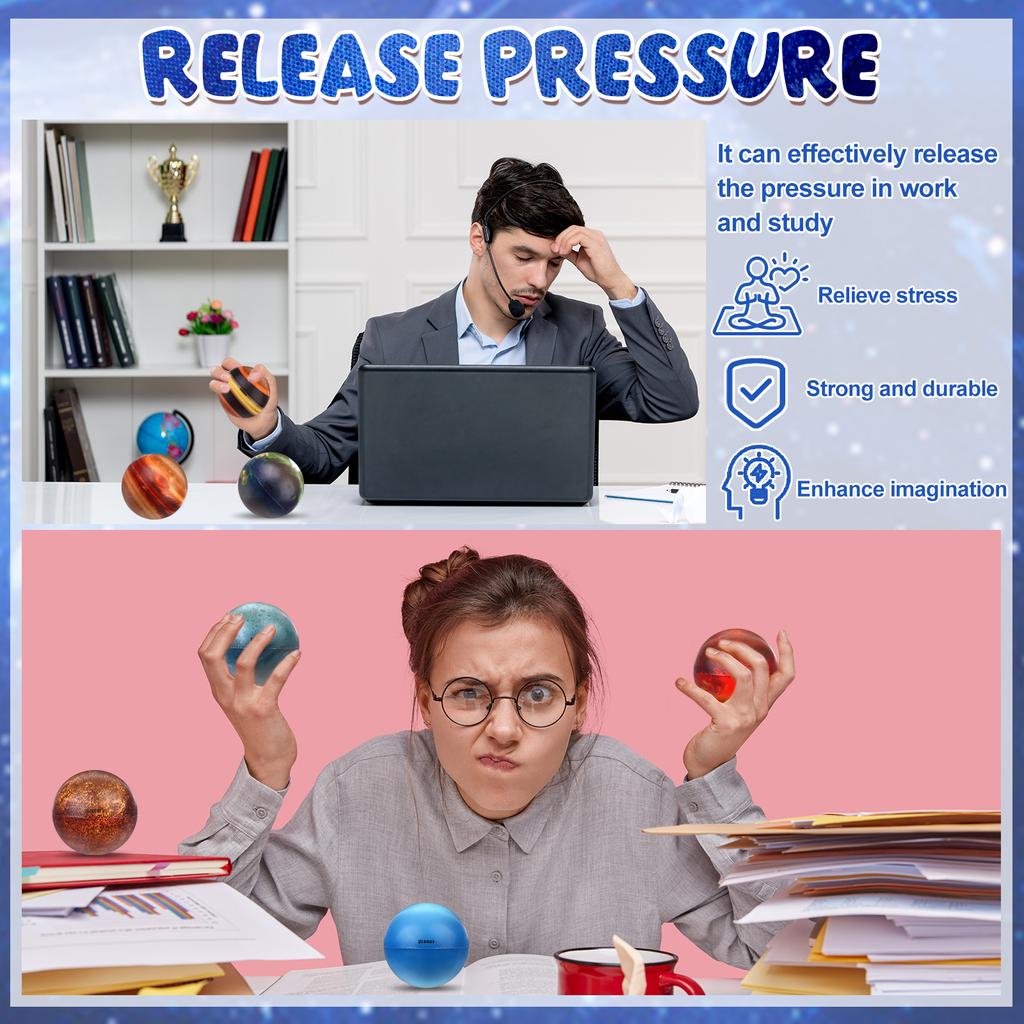 20 Pcs Solar System Stress Balls Planets Stress Balls Planets Squeeze Ball Stress Relief Toys Sensory Balls Educational Space Fo