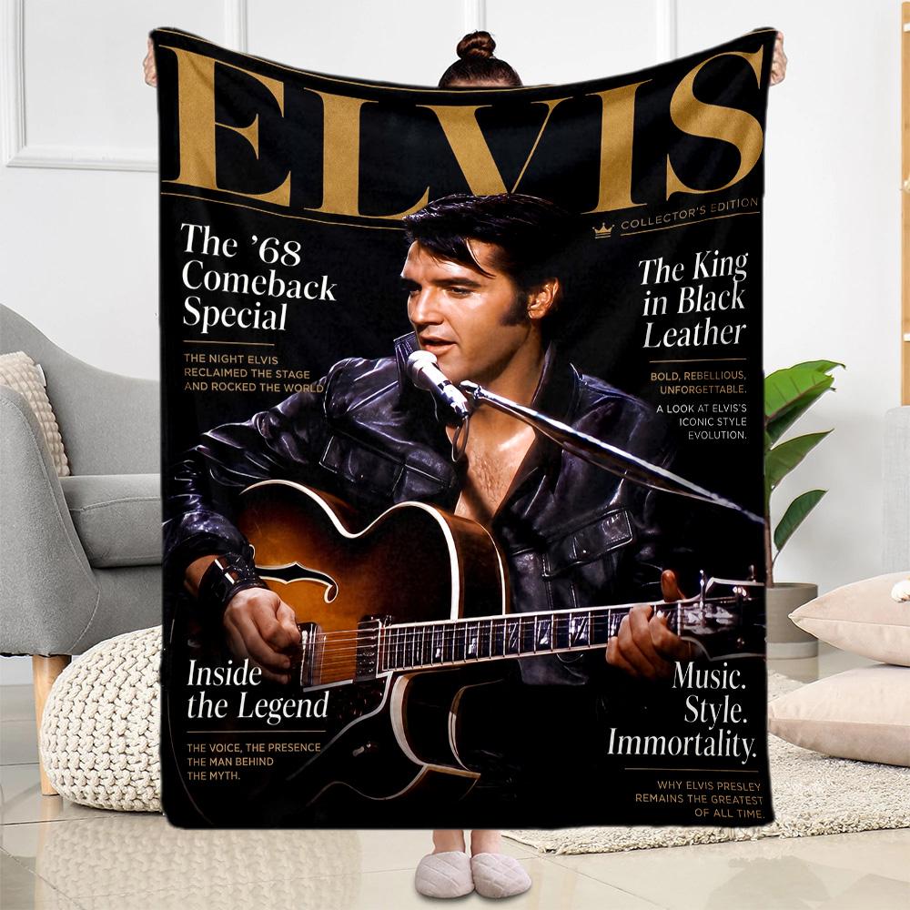 Elvis Presley's Iconic Pose Blanket Soft & Cozy Perfect for Office Chair Seaside Office for All Occasions Digital Print