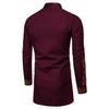 Men Mid-length T-Shirt Vintage Print Long Sleeve Muslim Shirt Man Casual Tee Fashion Tops Plus Size