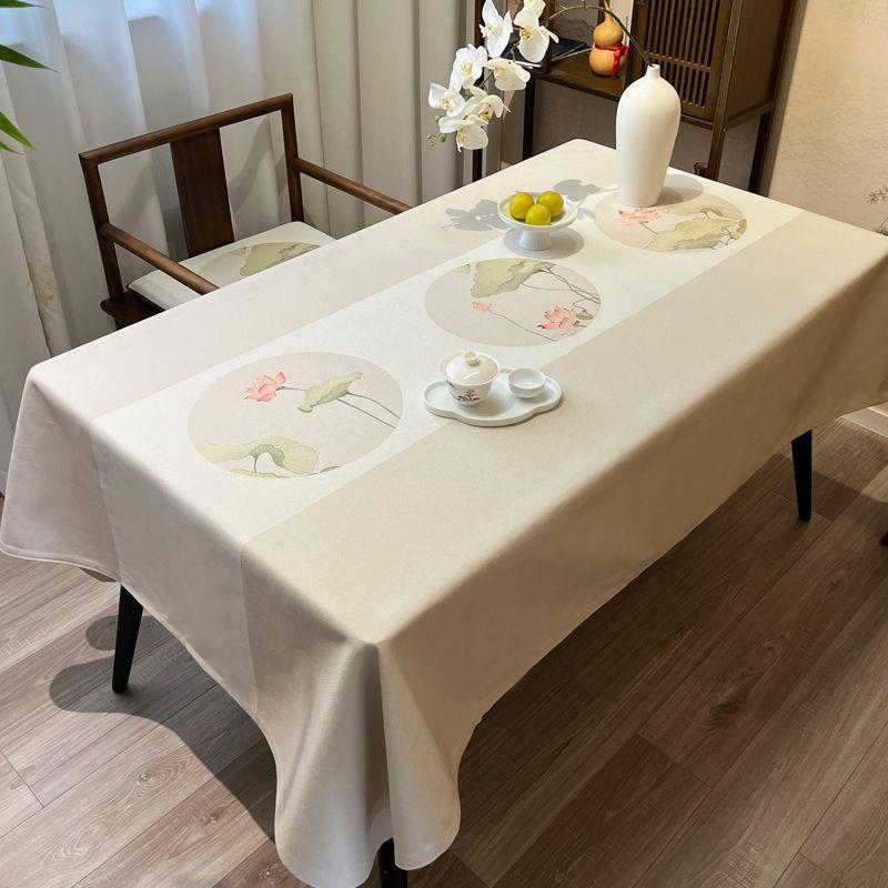 

Tablecloth Cotton Linen Fabric Zen Chinese Ancient Style Chinese Style Tablecloth and Coffee Table Cloth Tea Room Desk Cloth Thickened Cloth Table Lotus Pond 45x 50cm (sponge cushion a thick 4cm)