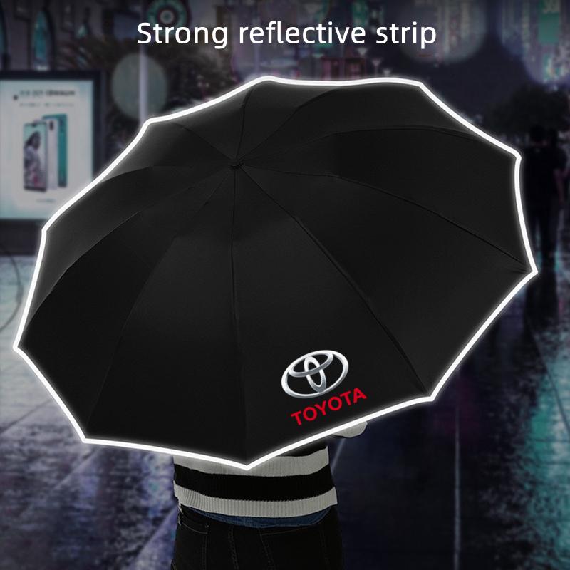 Car Sticker Car Reverse Folding Umbrella LED Flashlight Reflective Stripe Umbrella For toyota camry chr corolla rav4 yaris prius