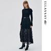 ELLASSAY EWE333Y08000 Black Jacquard Embroidered Long Dress