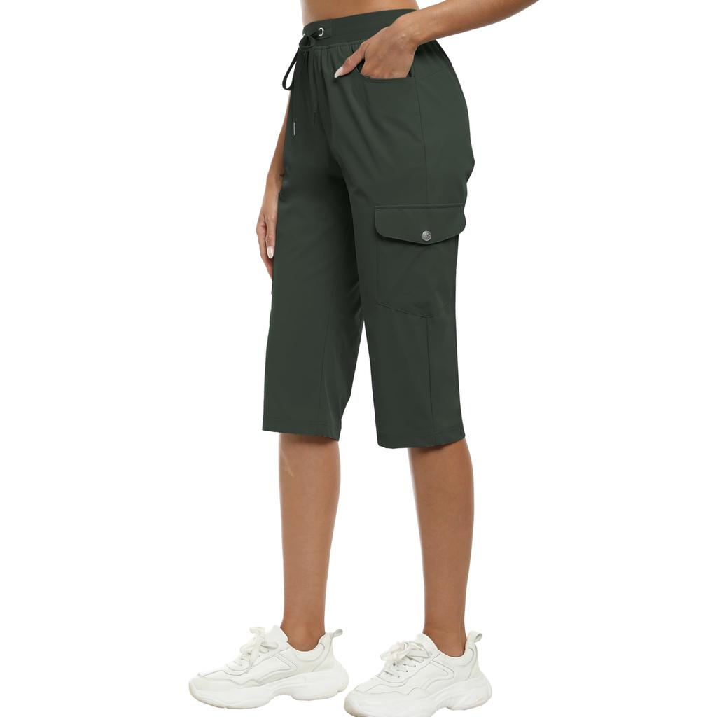 CapriPants for Women Lightweight Pants for Women Casual Summer Shorts with Zipper Pockets