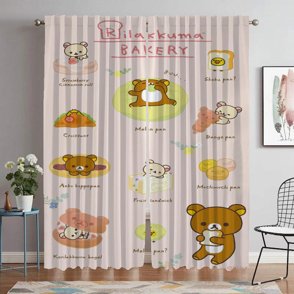 Rilakkumas Anti-mosquito Curtains for Living Room Curtain Partition Home Interior Curtains 2 Pieces Shades Halloween Decoration