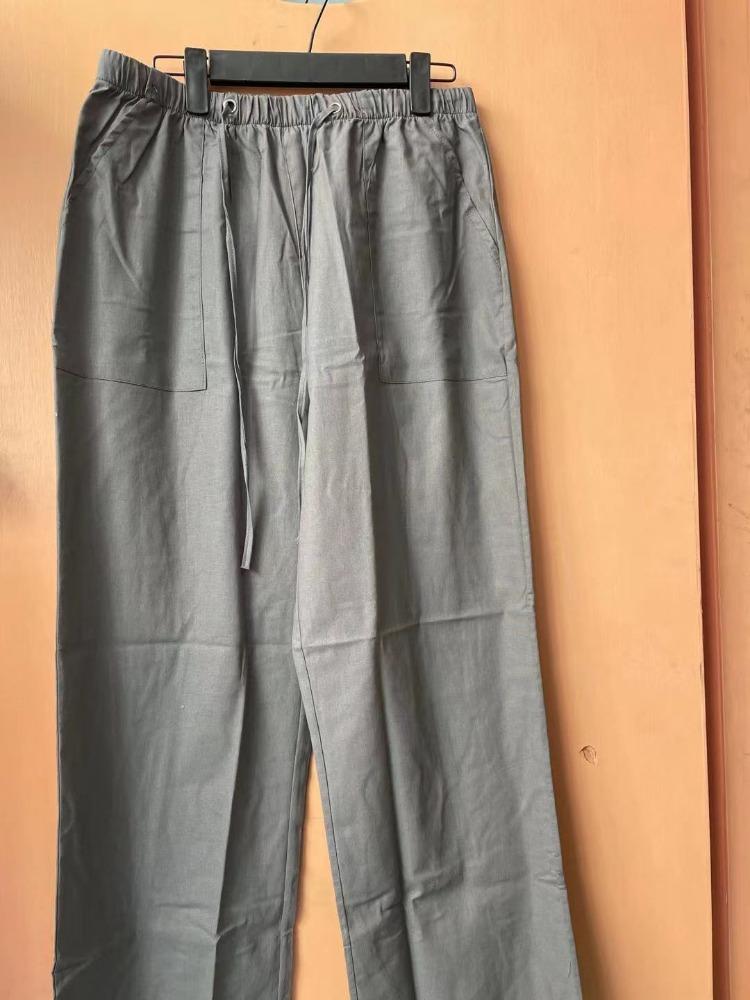 

Мужские дышащие и впитывающие пот брюки свободного покроя из хлопка и льна, базовые повседневные широкие брюки L темно серый