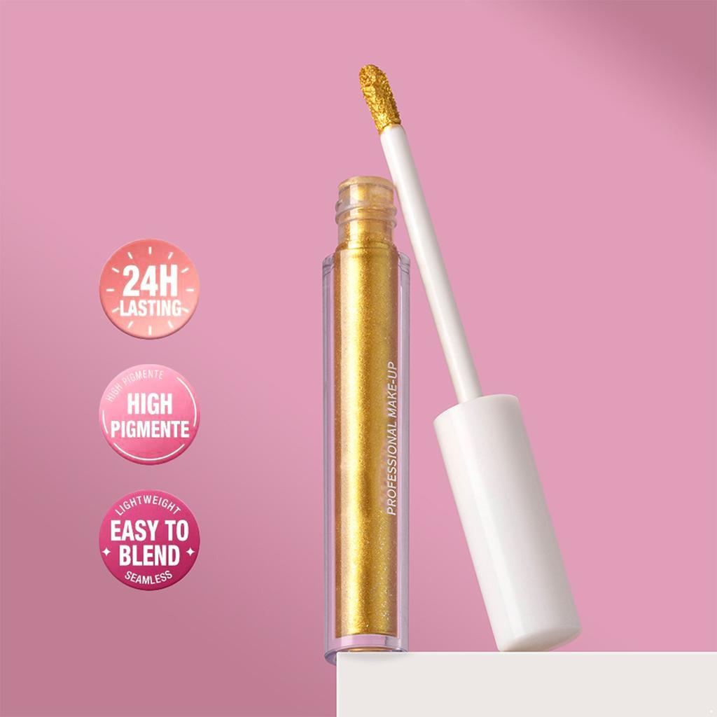 Single Tube Shimmer Metallic Liquid Eyeshadow Glitter Highlighter Long Lasting Waterproof Sparkling Eye Makeup