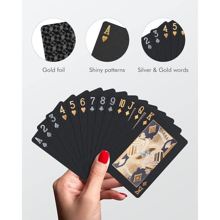 BIERDORF Jeux de Cartes Poker - Étanches en Plastique Diamond Noir