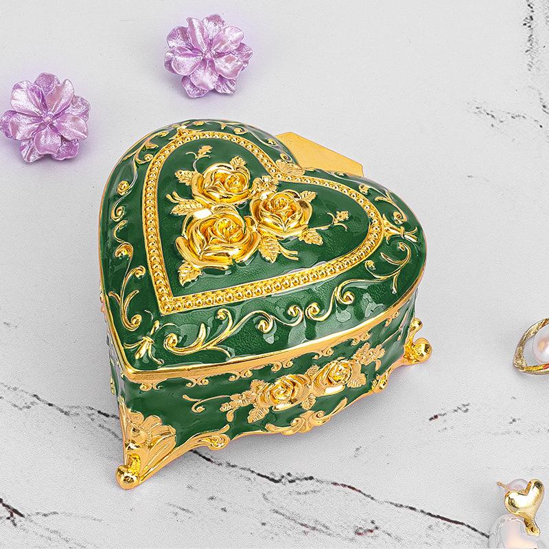 European Retro Luxury Princess Enamel Jewelry Box - Exquisite Metal Necklace Storage Box