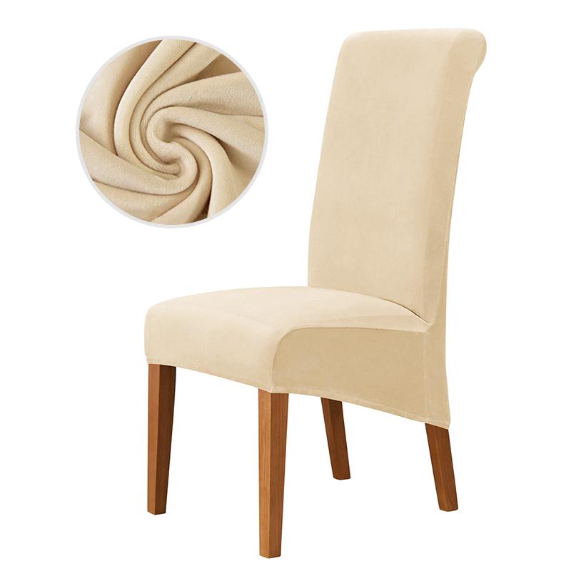 Velvet Chair Cover Stretch Dining Chair Cover Winter Warm Long Back Chair Cover Washable For Kitchen Home Hotel Wedding 1 Pcs