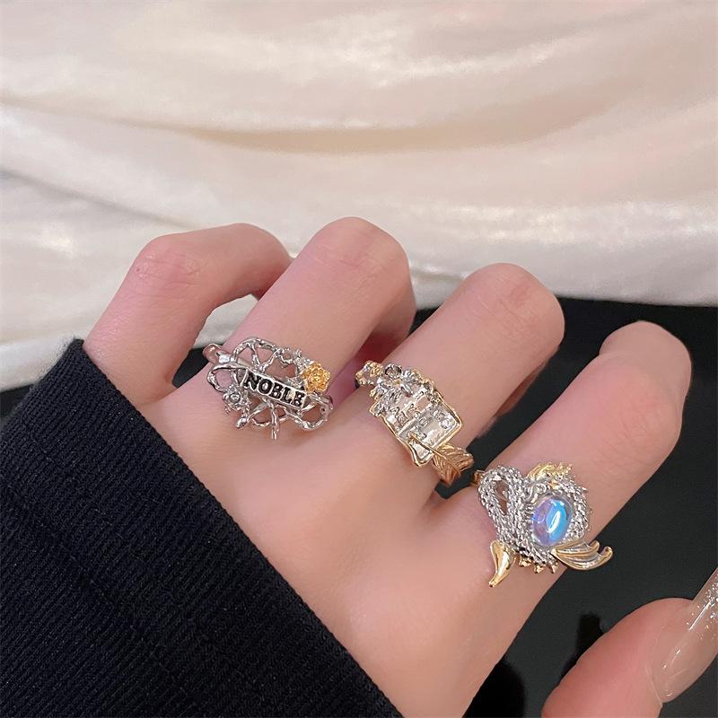 Niche Design, High-End Sweet And Cool Index Finger Ring, Embossed Domineering Dragon Ring, Personalized Love, Rose Open Ring.