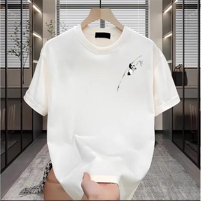 Camiseta de Algodão para Casais Manga Curta Preto Branco Tops Respirável Confortável Macio Casual Esportivo