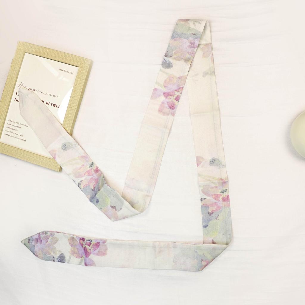 "Frühling Neu Antiker Stil Druck Seidenschal & Chinesisches Band Haarband"