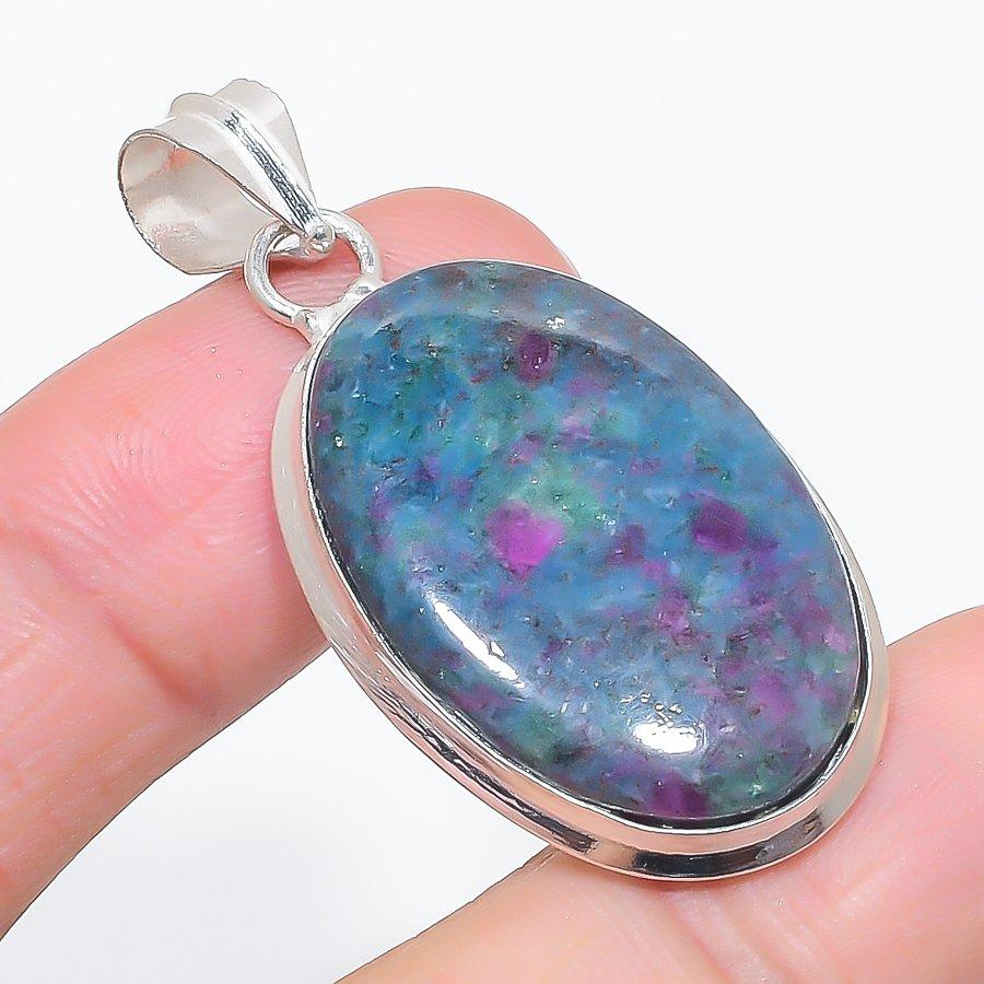 

Natural Ruby Fuchsite Gemstone 925 Sterling Silver Jewelry Pendant 1.89 v8z42