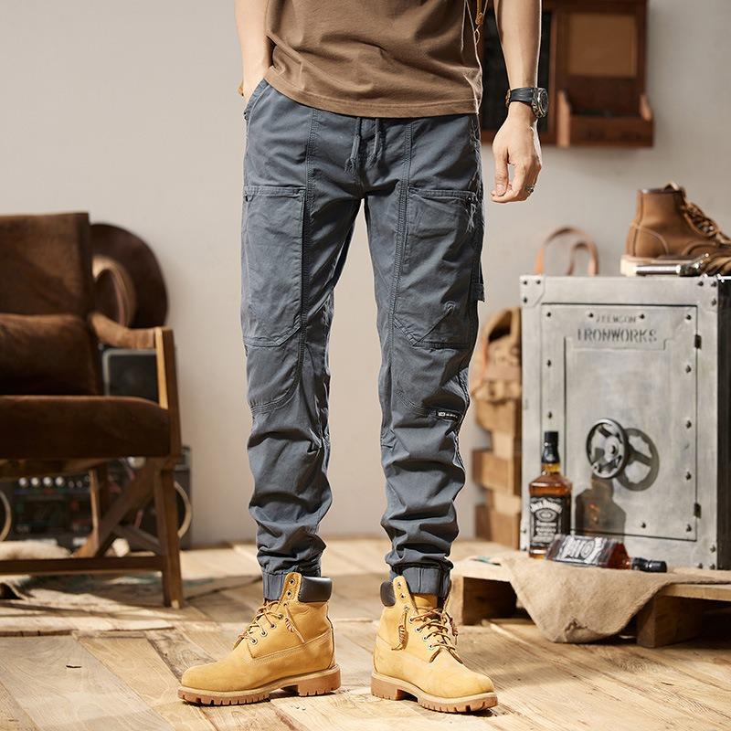 

Мужской новый комбинезон повседневные модные брюки мужские высококлассные свободные брюки с завязками на щиколотках мужские брюки 38 серый