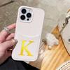 Custom Name Initial Big Letter Insert Card Phone Case For iPhone 16 15 14 13 12 Pro Max Plus Hot Foil Stamping Faux Leather Case