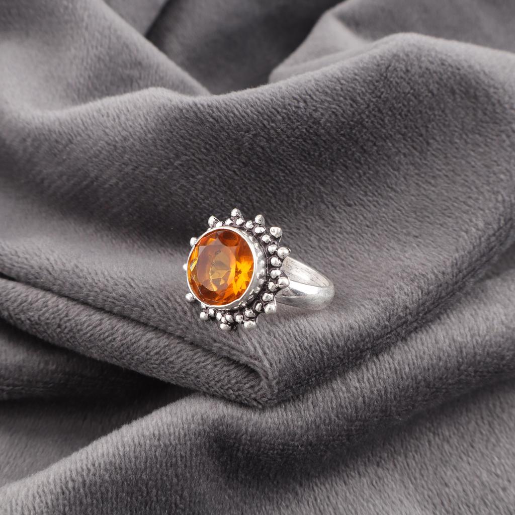 Citrine Gemstone Ring, Handmade Silver Jewelry, 925 Solid Sterling Silver Spiritual Ring, Gift For Her