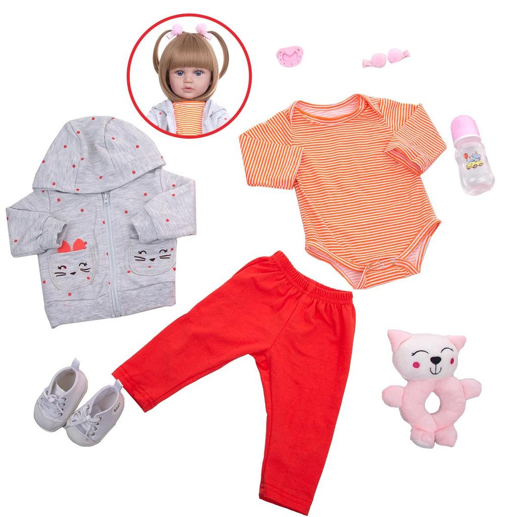 KEIUMI 60 cm Babys Wiedergeborene Puppen Mädchen Stoffkörper Realistische Prinzessin Wiedergeborene Puppen Neugeborene Puppe Für Kinder Geschenk Schönes Spielzeug