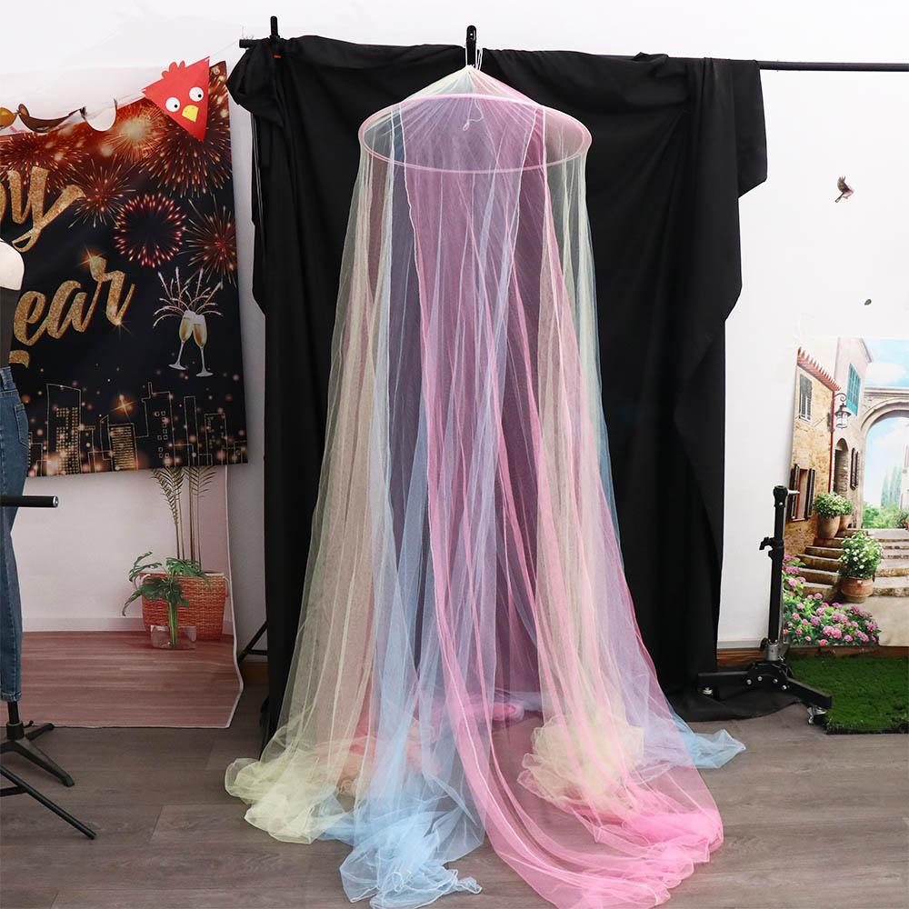 Rainbow Color Bed Canopy Princess Style Bed Tent Room Decor Dome Mosquito Net  Summer
