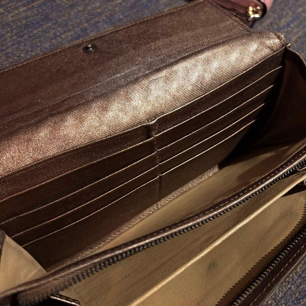 Used BOTTEGA VENETA Intrecciato Long Wallet Brown Gold