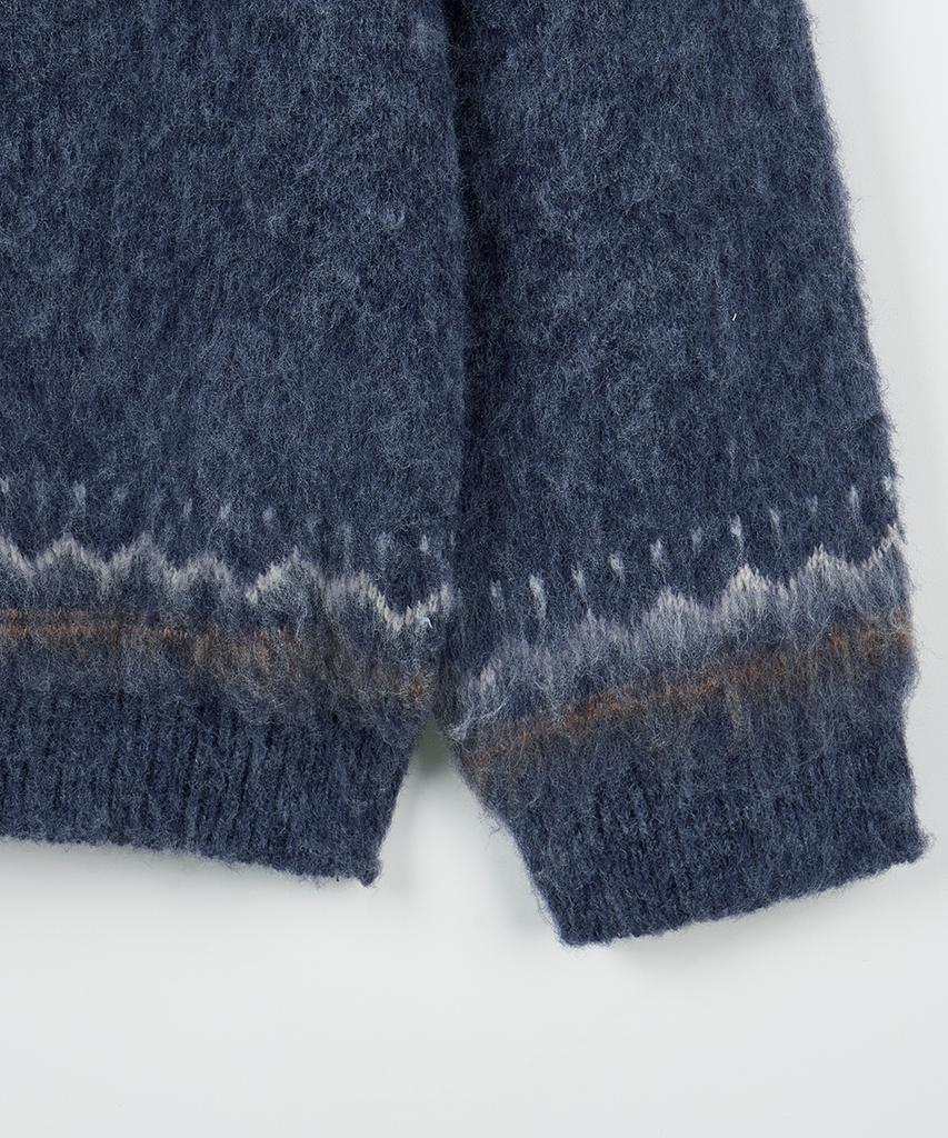 NODU Snow Nordic Snowflake Round Knit [Navy]