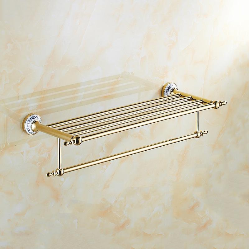 Stainless Steel Bathroom Towel Rack and Shelf Set with Hanger and Rod