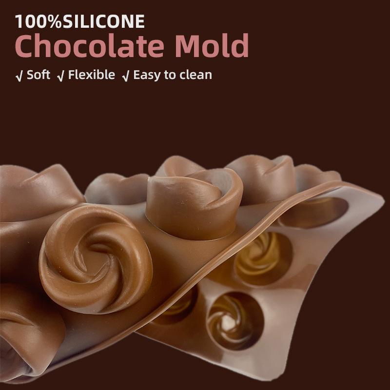 2/4Pcs Chocolate Molds Set Flower Rose Heart Reusable Silicone Candy Ice Cube Jelly Handmade Soap Cake Decoration Baking Mold