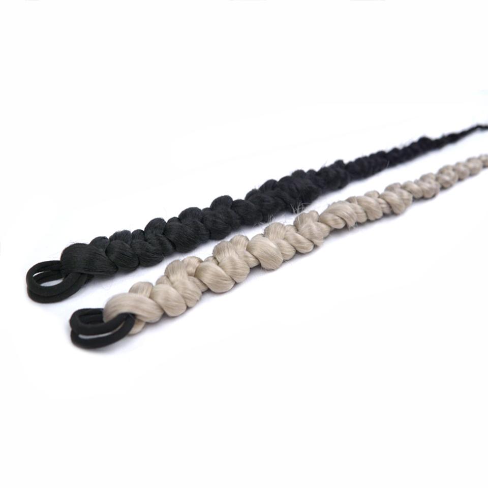 Synthetic Long Braid Ponytail Hair Extensions Fake Hair Pony Tail Wig for Black Women with Rubber Elastic Band