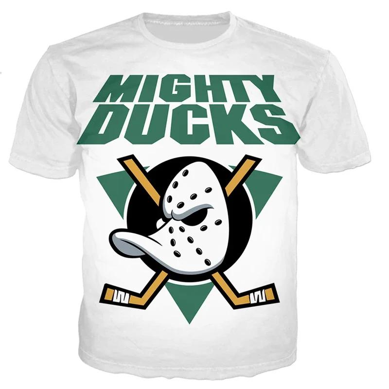 Sports Mighty Duck Helmet Print Short-sleeved T-shirt Half-sleeved Summer Casual Oversized T-shirt Men's Top Cute Shirt Hip Hop