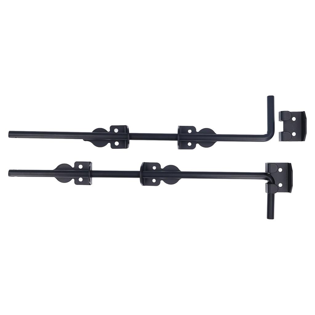 2pcs Door Drop Rod 18 Inch Heavy Duty Solid Steel Black Powder Coated Thicker Gate Ground Latch for for Single Double
