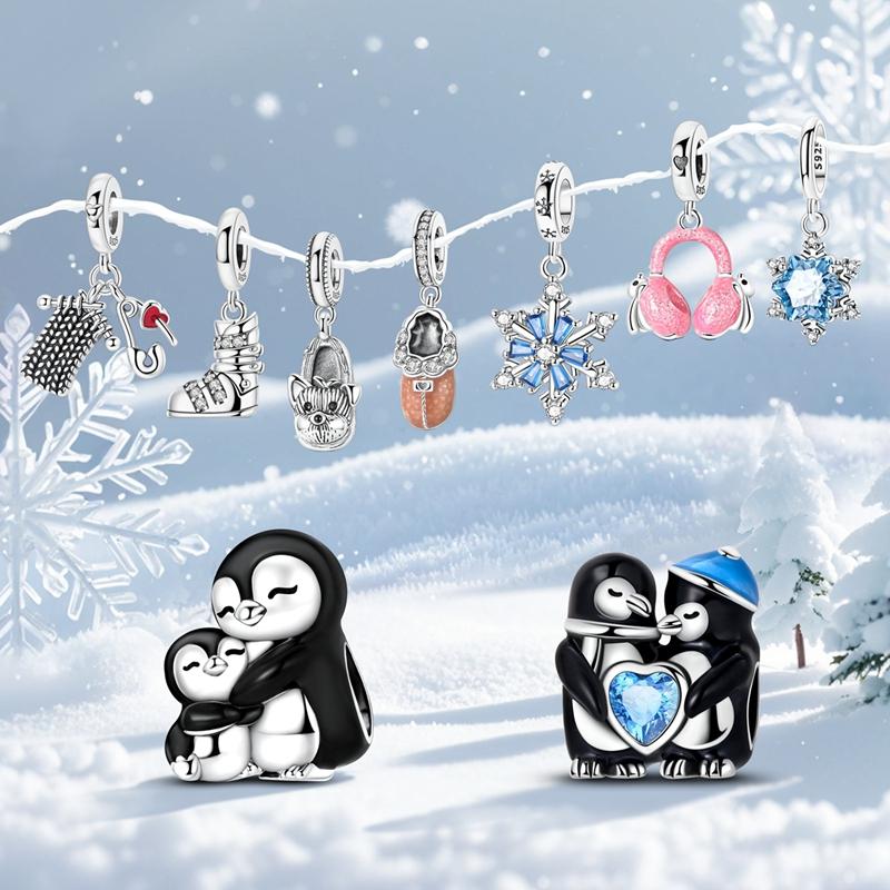 Original Charms New In Winter Cute Penguin Beads Fits Bracelet Bangle Necklace For Woman Luxury Diy Jewelry Making Gift