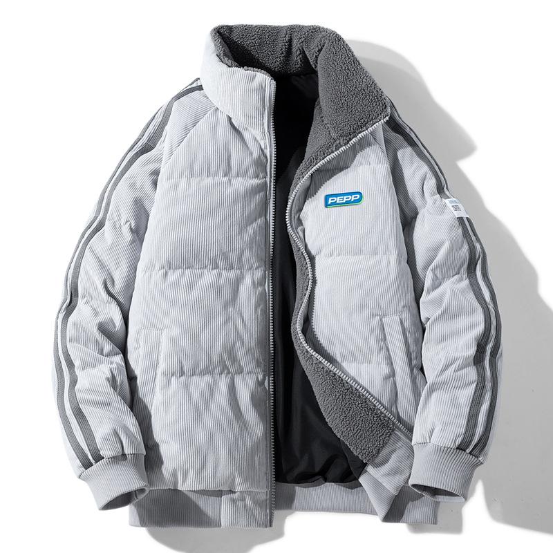 

Corduroy down jacket winter jacket 2025 new thickened fleece couple outfit stand-up collar top men s fashion M