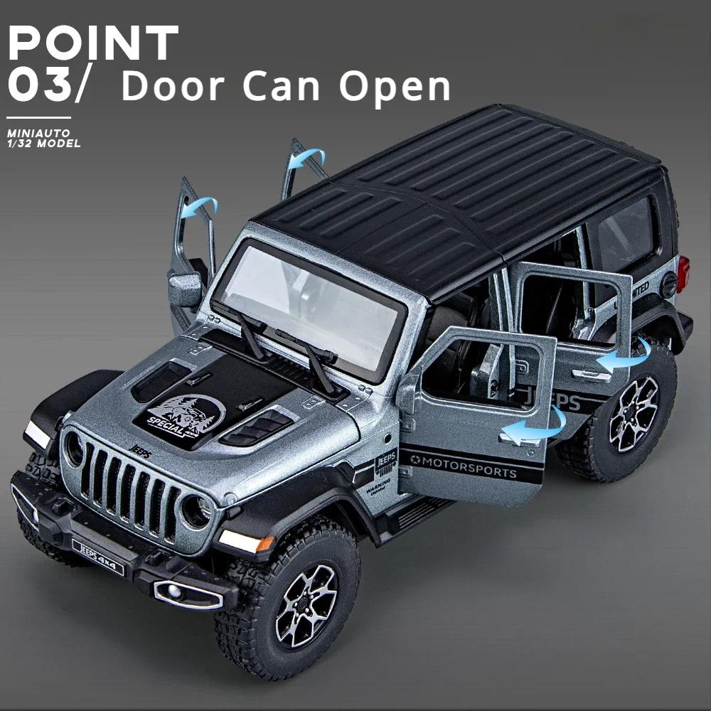 1:32 Jeep Wrangler Rubicon Off-road car Alloy Model Car Toy Diecasts Metal Casting Sound and Light Car Toys For Children Vehicle ALR1