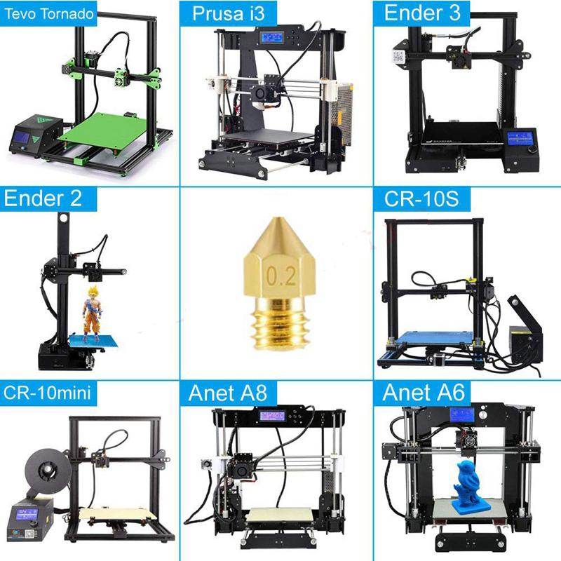 24pcs 3D Printer Extruder Mk8 Nozzles 0.2 0.3 0.4 0.5 0.6 0.8 1.0 Mm for Anet A8 Makerbot MK8 Creality CR-10 Ender 3 Ender 5